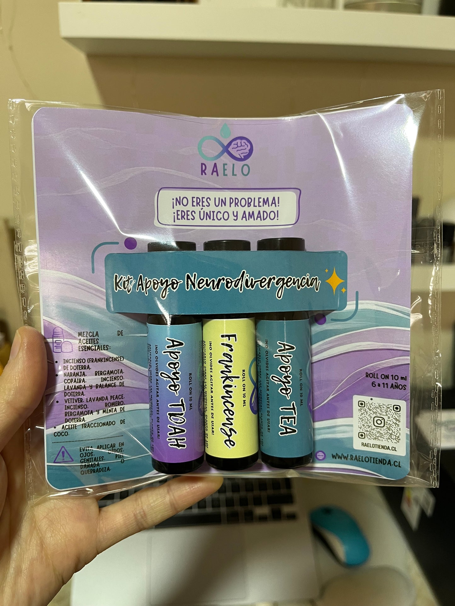 Kit Apoyo Neurodivergente con 3 rolll ones naturales: TDAH, TEA e Incienso. Regulación y concentración para personas neurodivergentes.