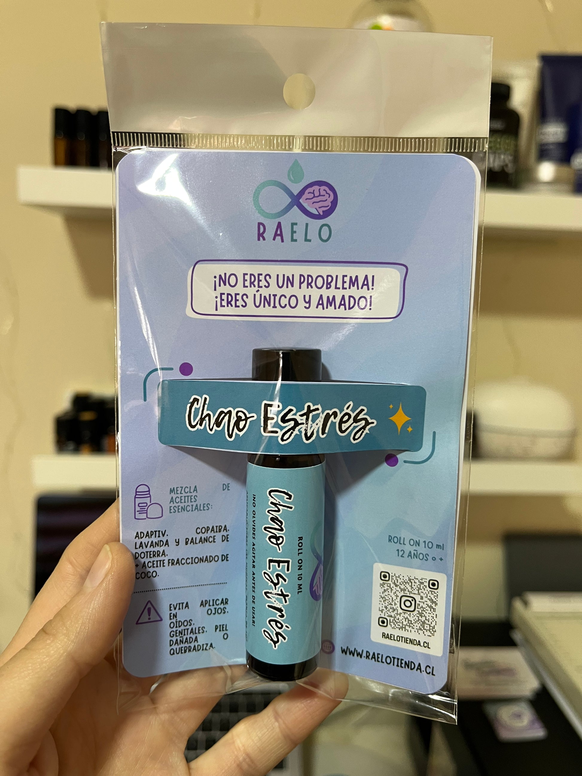 Roll-on Chao Estrés Adulto de 10 ml para calmar el estrés y recuperar la calma mental. Producto natural hecho en Chile.